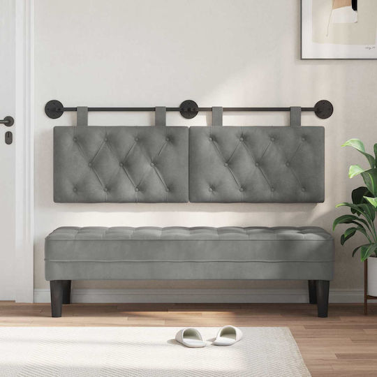 vidaXL Fabric Bed Headboard Pillow Gray 130x55cm