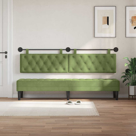 vidaXL Fabric Bed Headboard Pillow Green 210x55cm