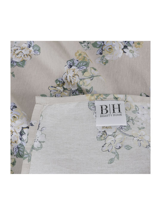 Beauty Home 12698 Set Of Double Bed Sheets With Rubber Hugger 165x200+30cm Beige 4 Pieces 12698SEYDL