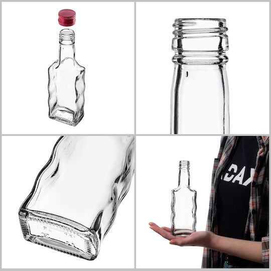 Sticlă Lichior din Sticlă 200ml Capac Roșu 5 Bucăți