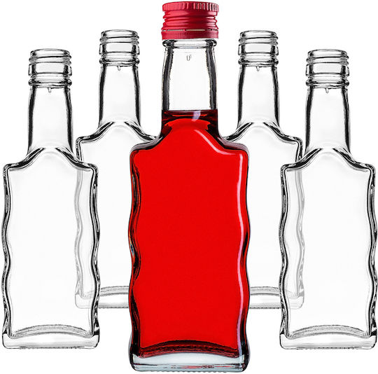 Kadax Glas Wein-/Getränkeflaschen 200ml Likörflasche Rote Kappe 10 Stück