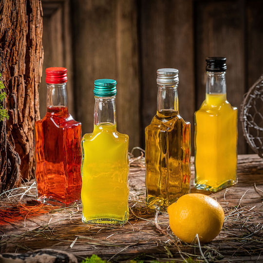 Sticlă Lichior din Sticlă 200ml Capac Roșu 5 Bucăți