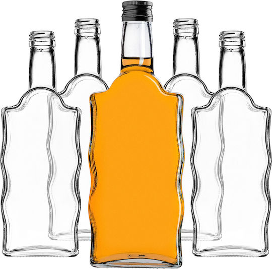Glass 500ml Liqueur Bottle Black Cap 1 Pc