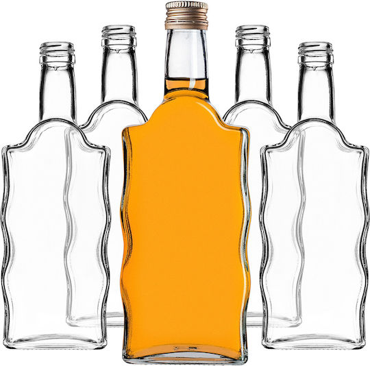 Glass Bottle Liqueur 500ml Golden Cap 5 Pcs