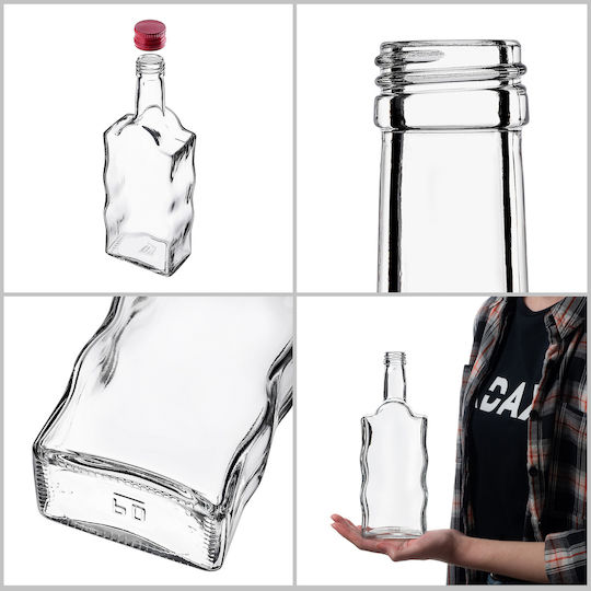 Glass Bottle Liqueur 500ml Red Cap 5 Pcs