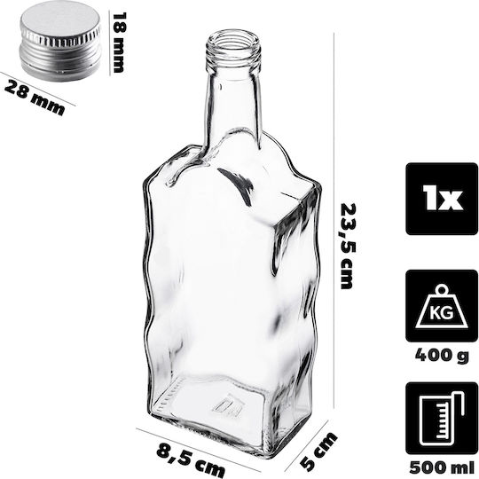 Glass 500ml Liqueur Bottle Silver Cap 1 Pc