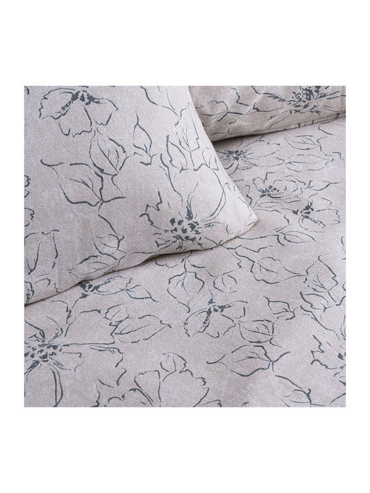 Beauty Home Flannel Duvet Cover Set 160x240cm Single with Pillowcase Cinsault Art 12637 Beige