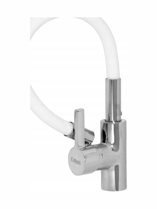 Estiva Onda Kitchen Faucet Counter with Pull-Out Spray White