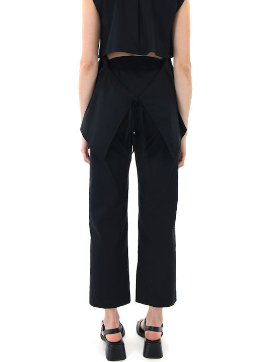 Moutaki Women's Fabric Trousers with Rubber Band Black