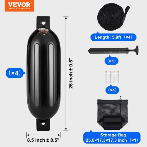 Vevor Balonase Pentru Bărci Gonflabile Cu Ranforsare Negru 8.5" X 26"
