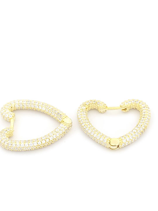 Earrings Hoops Gold Plated Silver with Stones
