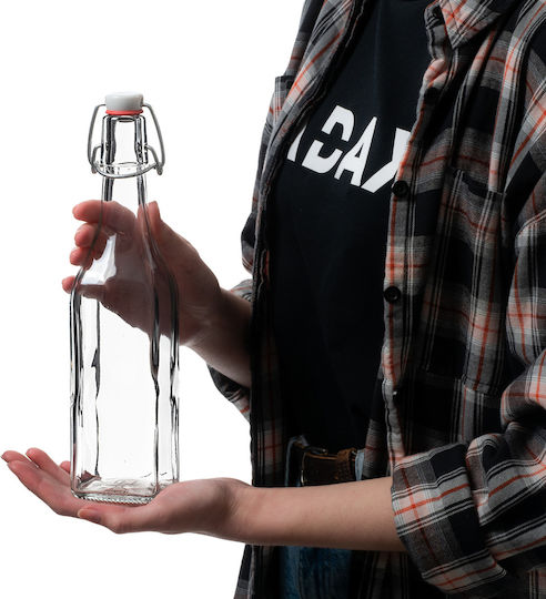 Kadax Μπουκάλι Νερού Γυάλινο με Κλιπ Διάφανο 500ml 5 Τεμάχια