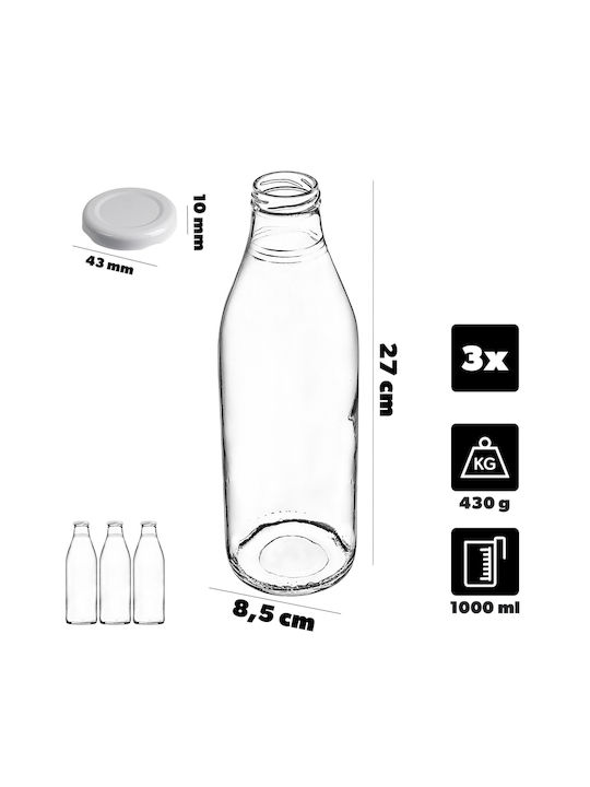 Kadax Kadax Glas Wasserflasche mit Schraubdeckel Transparent 1000ml