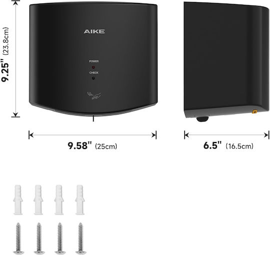 Uscător De Mâini Din Plastic 67dB Cu Senzor În Culoare Neagră 1.4kW B08JHWS5XB