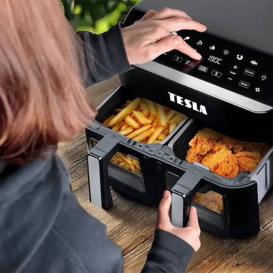 Tesla AirCook DualZone Q460 Еър Фрайър с Двоен Отделяем Кош 9л Черен