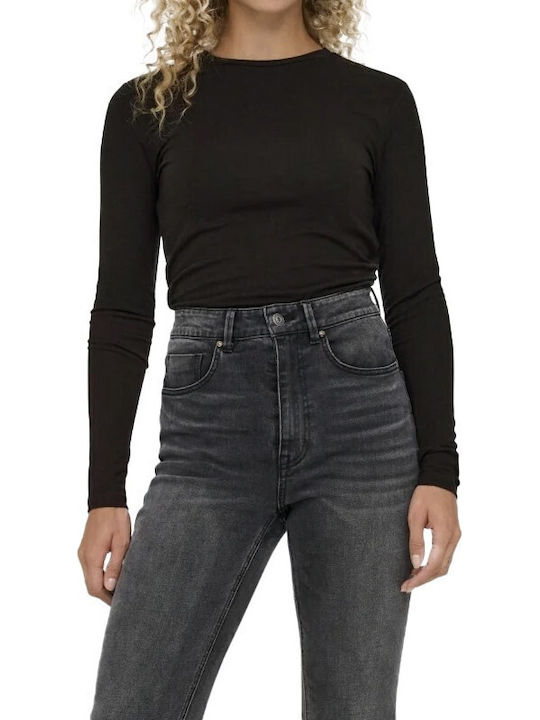 Damen Bluse Baumwolle Langärmelig Black Coffee