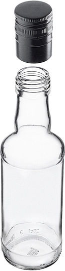 Glas Wein-/Getränkeflaschen 200ml Lange Schwarze Kappe 10 Stück