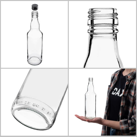 Glass Bottle 500ml Black Cap 10 Pcs