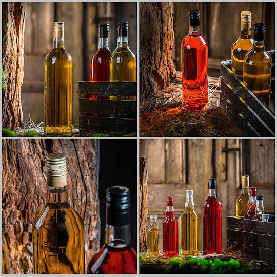 Glass Bottle 1000ml Long Black Cap 1 Pc