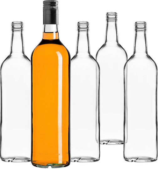 Kadax Glasflasche 1000ml Lange Schwarze Kappe 10 Stück