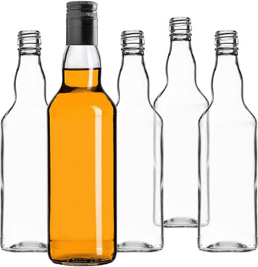 Glass Bottle 500ml Long Black Cap 1 Pc