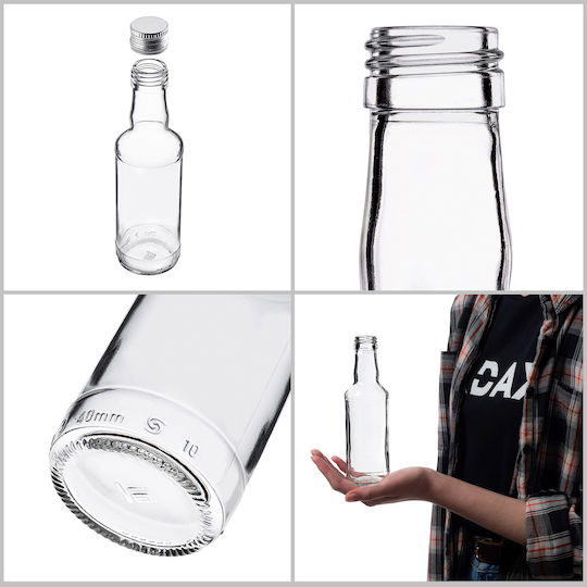 Glassflasche 200ml Silberne Kappe 1 Stück