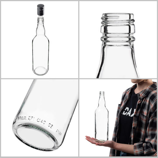 Glass Bottle 700ml Long Black Cap 5 Pcs