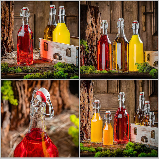 Glass Bottle 1l 1000 Ml Liqueurs Wine Drinks Mechanical Cork