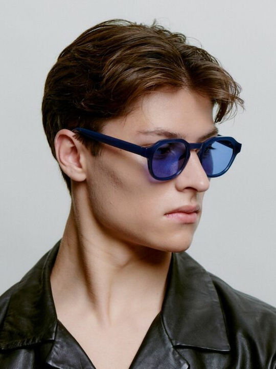 A.Kjaerbede Zan Unisex Sunglasses with Blue Frame and Blue Lens KL2318-013