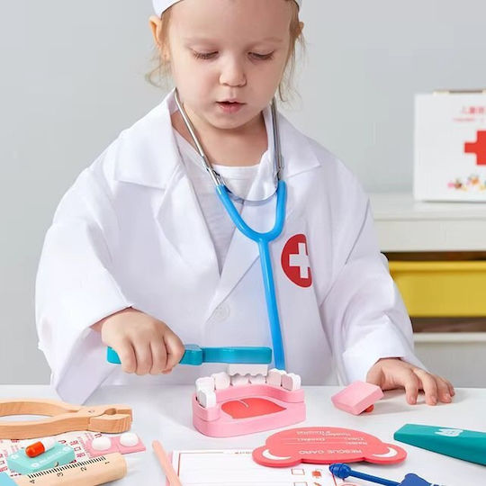 MalPlay Set Medical Pentru Copii Din Lemn Pentru 3+ Ani 20 Bucăți