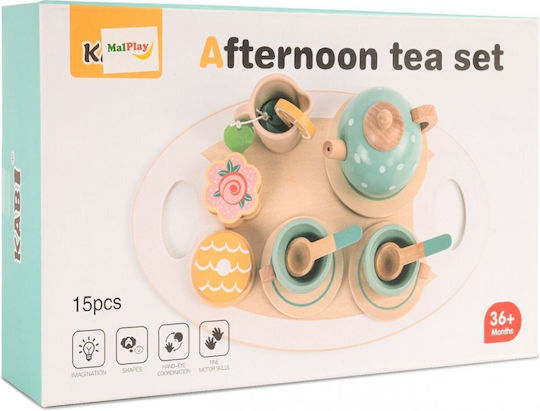 MalPlay Tea Set Toy Made of Wood for Ages 3+