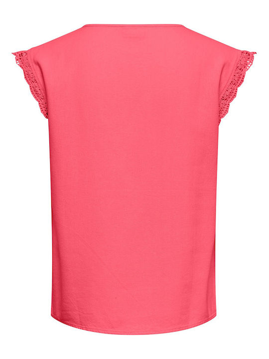 Damen Bluse Kurzärmelig Koralle
