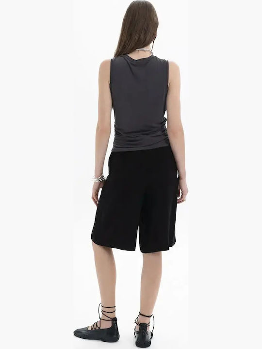Black & Black Bluza Damă Fără Mâneci Drapată Antracit Black & Black Bluza Damă Fără Mâneci Drapată Antracit