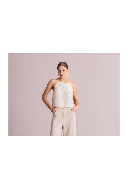 Women's Blouse Floral Ecru