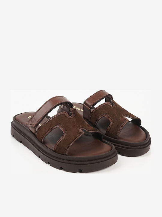Leather Women's Anatomic Flatforms Brown Sandals