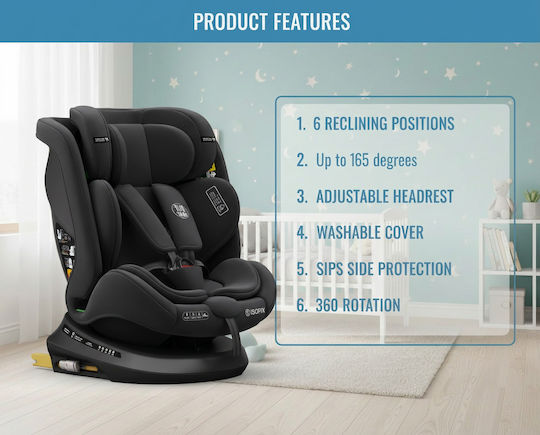 Buf Boof TWT Plus Deluxe Baby Car Seat i-Size with Isofix Black Jeans 0-36 kg
