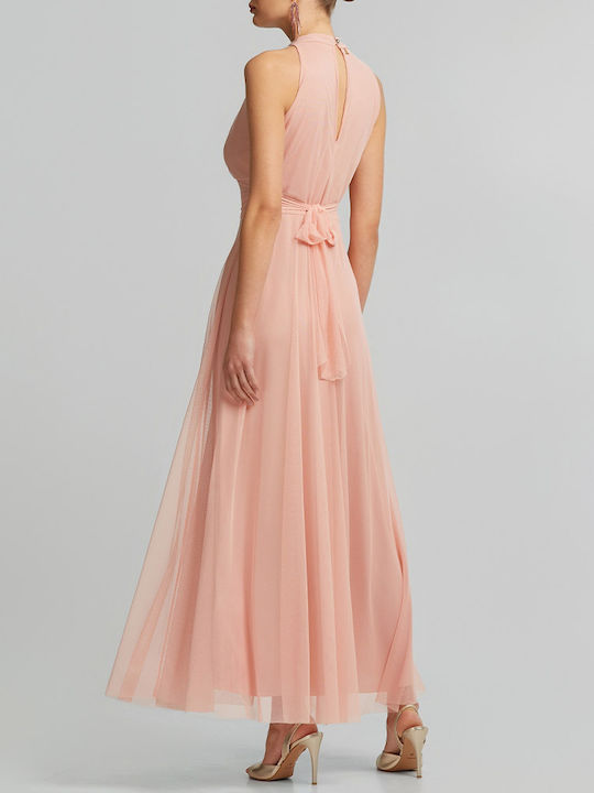 Summer Maxi Dress for Wedding / Christening with Tulle Salmon