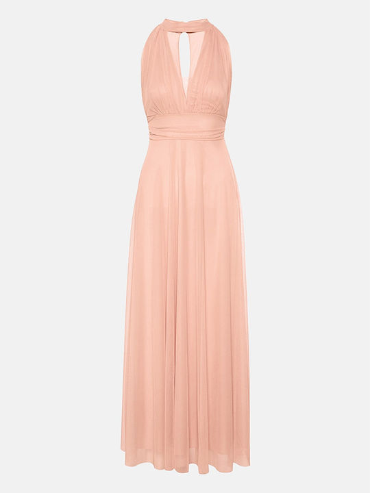 Summer Maxi Dress for Wedding / Christening with Tulle Salmon