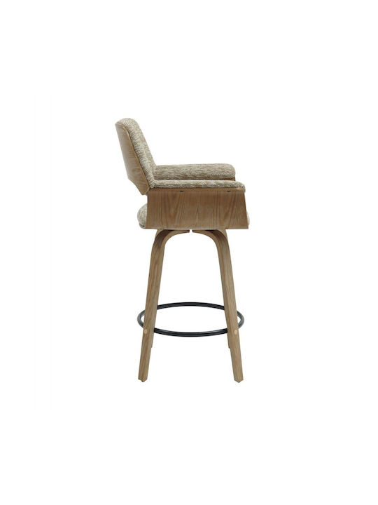 Bar Stool with Backrest Upholstered with Fabric Clipp Whitewash 2pcs