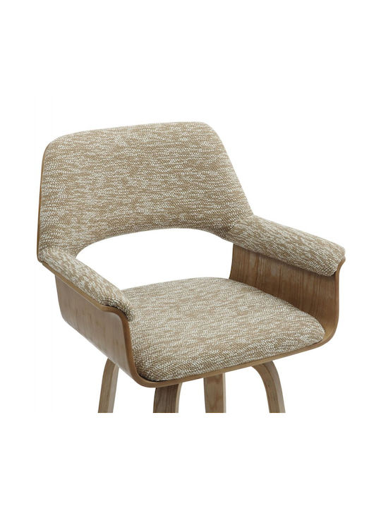 Bar Stool with Backrest Upholstered with Fabric Clipp Whitewash 2pcs
