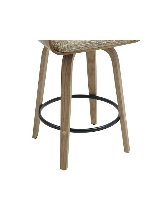 Bar Stool with Backrest Upholstered with Fabric Clipp Whitewash 2pcs