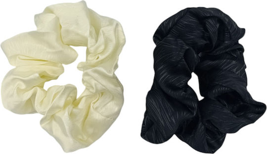 Monochrome Satin Hair Scrunchies 2 Pieces
