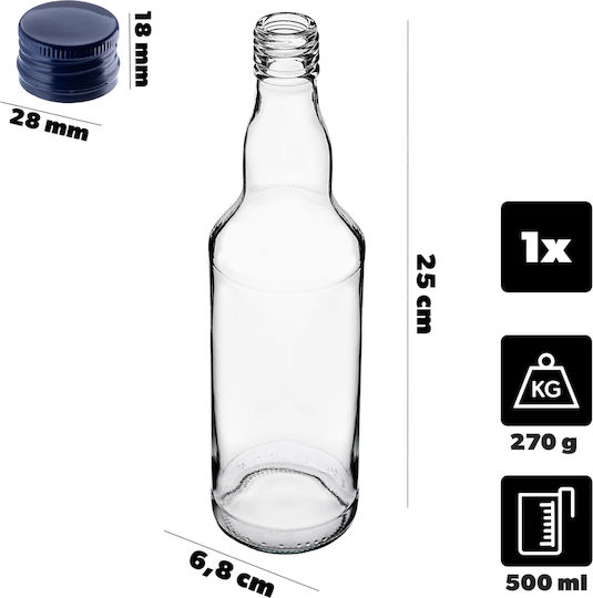 Glass Bottle 500ml Navy Blue Cap 1 Pc
