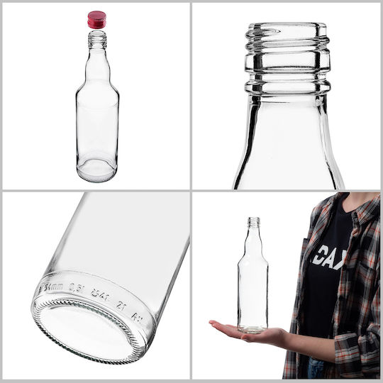 Glass Bottle 500ml Red Cap 10 Pcs