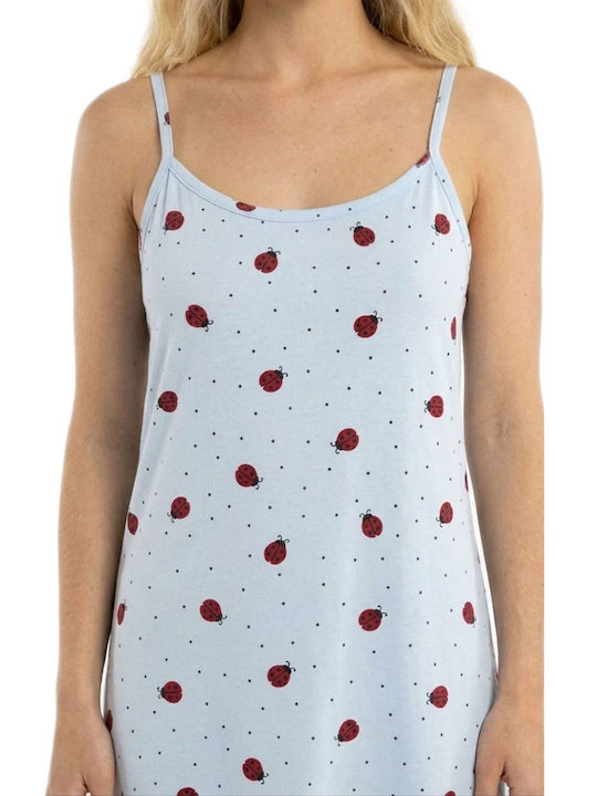 Caress Sommer Baumwoll Nachthemd Damen Hellblau