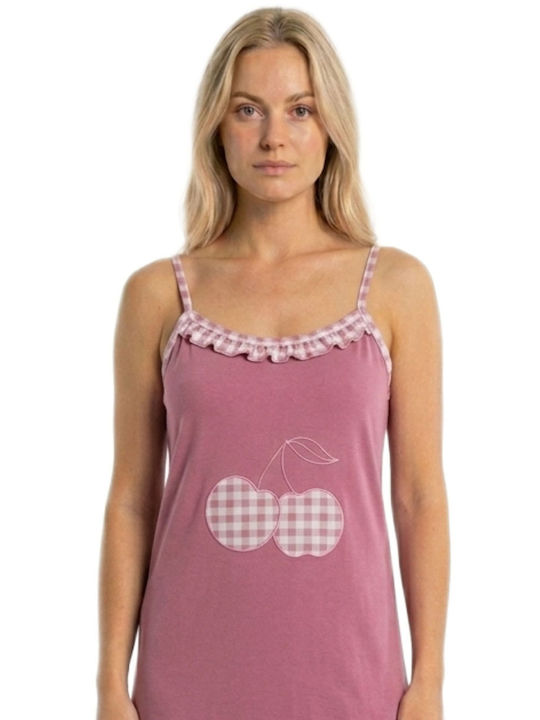 Caress Sommer Baumwollenes Damen Nachthemd Rosa