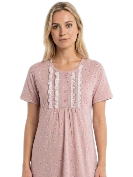 Caress Sommer Baumwoll-Nachthemd für Damen Rosa