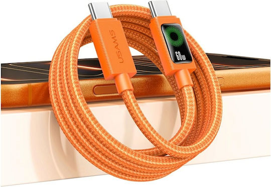 Usams USB 2.0 Kabel USB-C männlich - USB-C 60W PD Orange 1,2m SJ773USB02