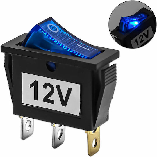Διακόπτης ON-OFF με λαμπάκι 12V 20A Μπλε