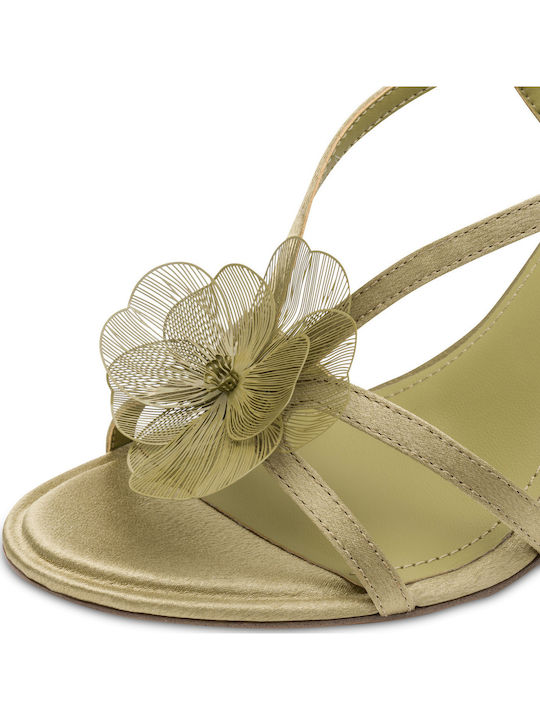 Damen Sandalen Grün Leder